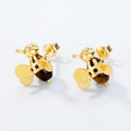 S925 Sterling Silver Gold-Plated Bee Earrings with Tiger Eye Stone