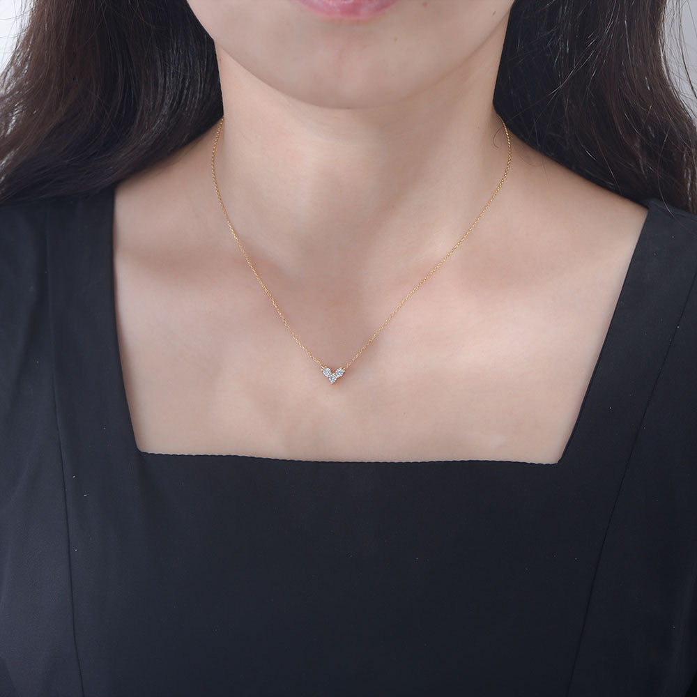 S925 Sterling Silver Zircon Diamond-Embedded Loving Heart Necklace