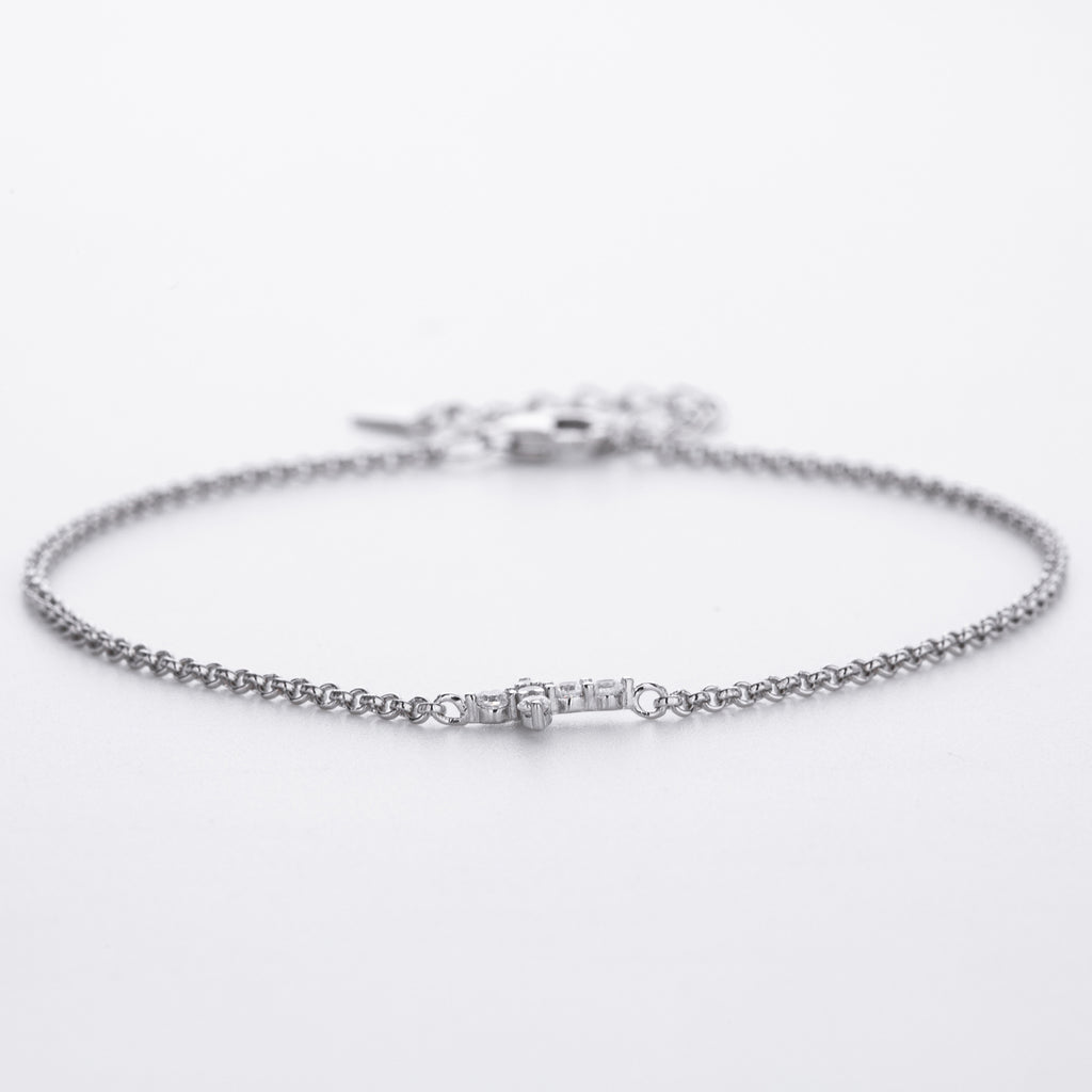 S925 Sterling Silver Cross Bracelet with Zirconia