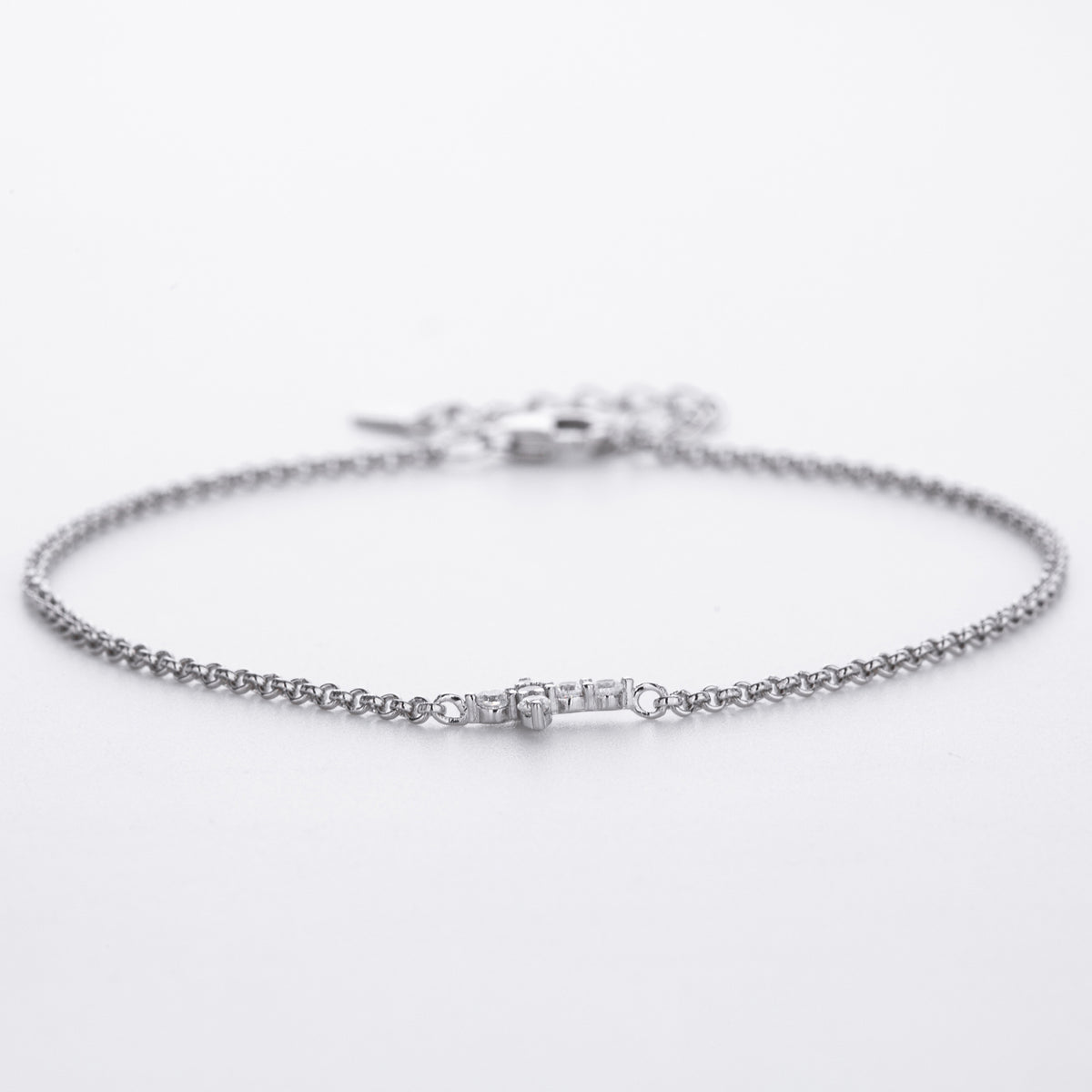 S925 Sterling Silver Cross Bracelet with Zirconia