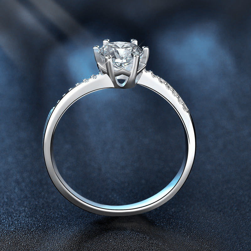 S925 Sterling Silver Six-Pointed Star Snowflake Moissanite Ring