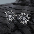 S925 Silver Halloween Spiderweb Stud Earrings