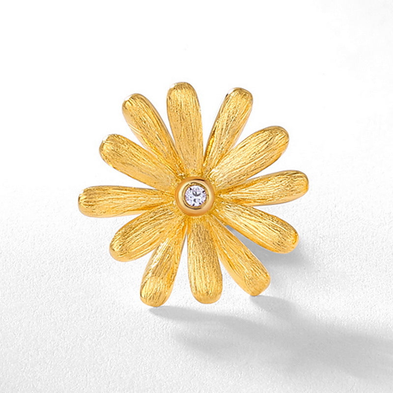 S925 Sterling Silver Daisy Zircon Inlaid Earrings