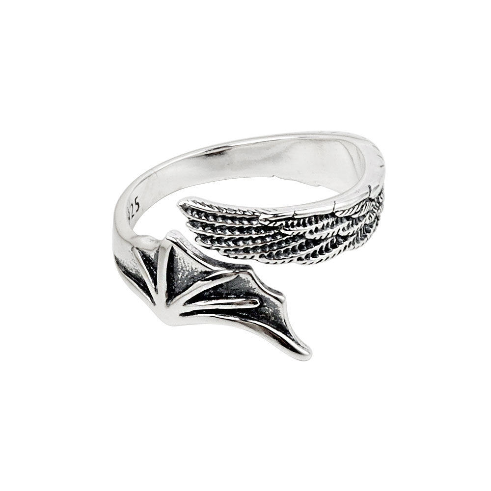 S925 Sterling Silver Halloween Angel and Devil Wing Open Rings