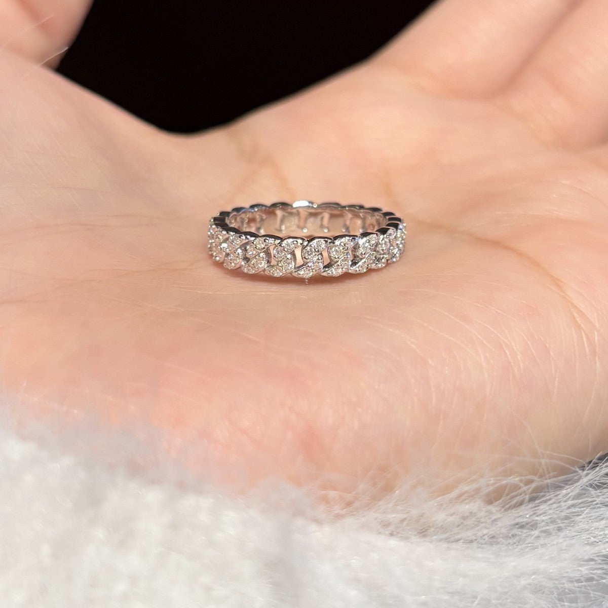 S925 Sterling Silver Moissanite Ring Plated with PT950 Platinum