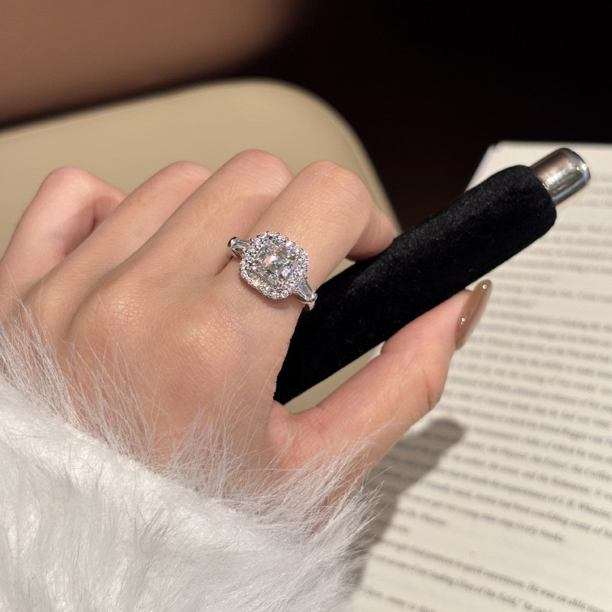 S925 Sterling Silver Ring with Colored Moissanite