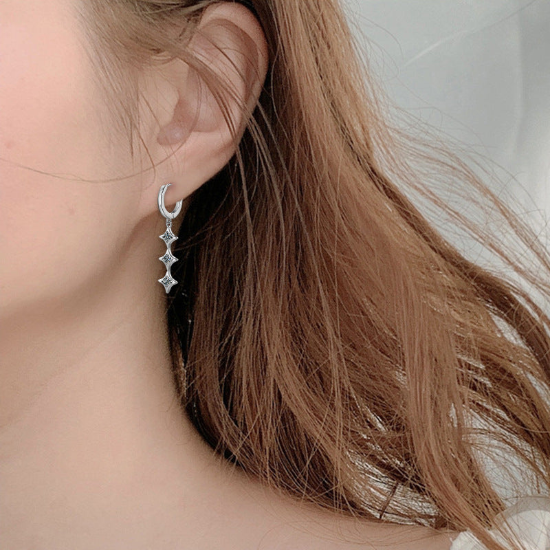 Stylish & Elegant Moissanite 925 Silver Long Tassel Stud Earrings