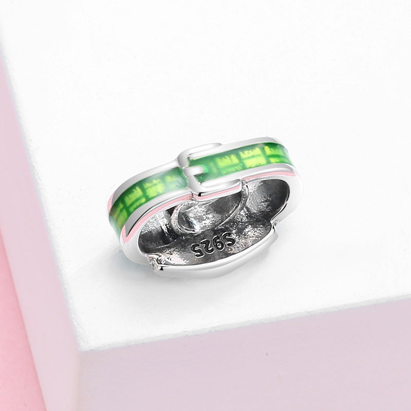 S925 Sterling Silver Mini Watch Beaded Pendant