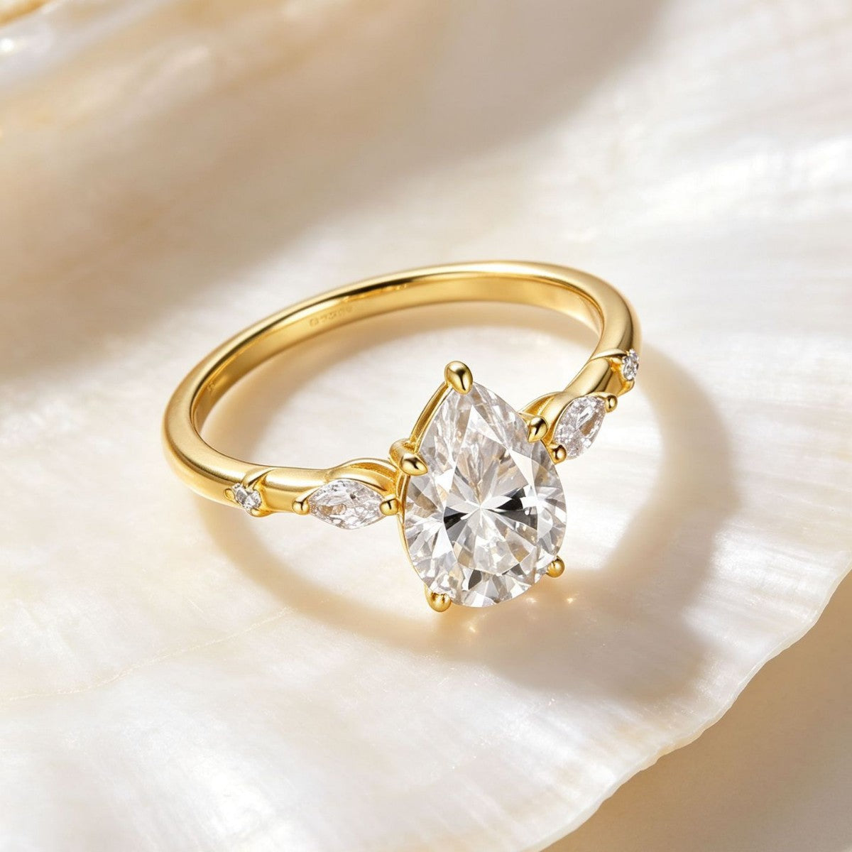 S925 Sterling Silver Water Drop Moissanite Ring Simple Engagement Ring