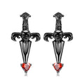 S925 Sterling Silver Halloween Cross-Arrow Skull Stud Earrings