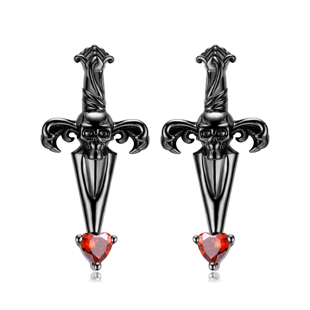 S925 Sterling Silver Halloween Cross-Arrow Skull Stud Earrings