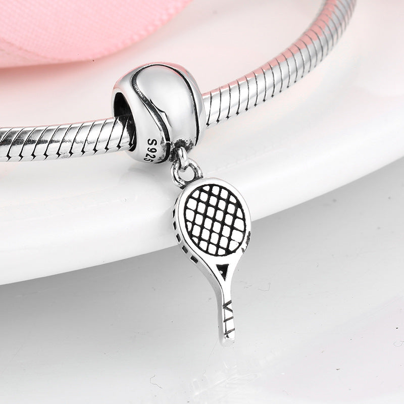 S925 Sterling Silver Tennis Rackets Bracelet Pendant