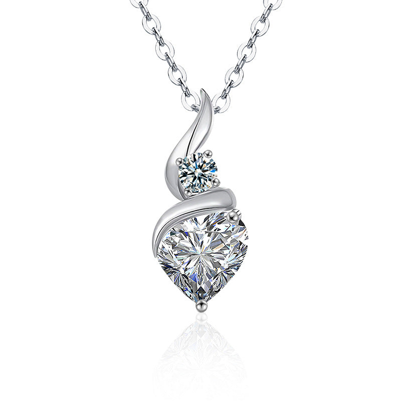 S925 Sterling Silver Heart-Shaped Moissanite Pendant Necklace