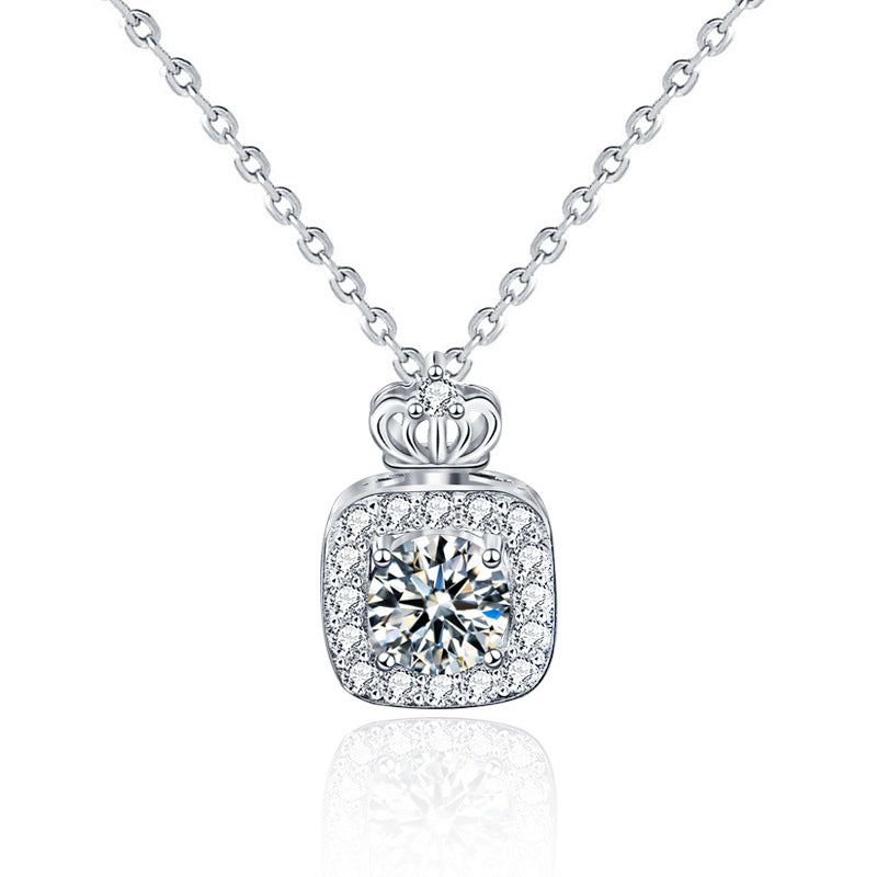 S925 Sterling Silver Moissanite Perfume Bottle Pendant Necklace