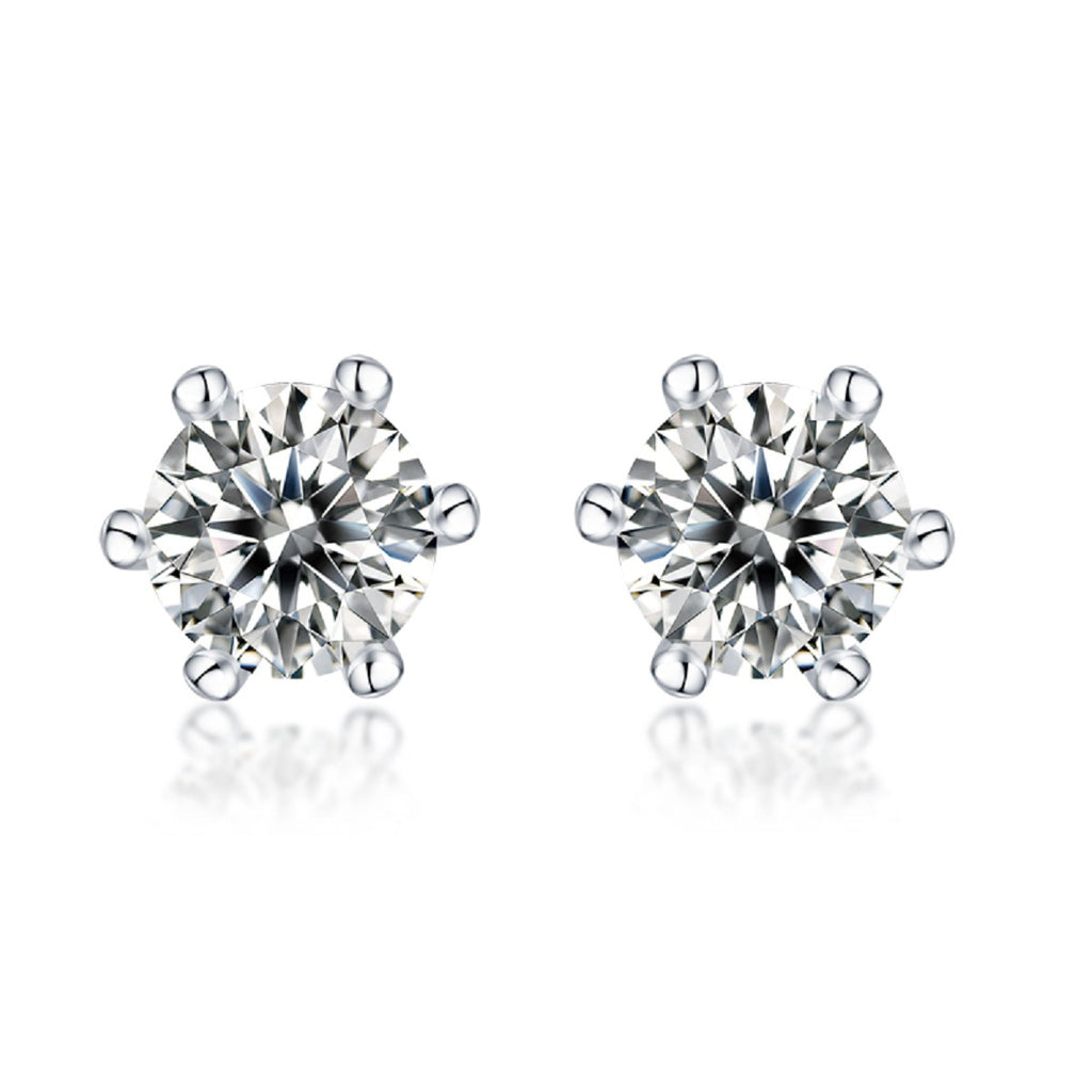 S925 Silver Six-Prong Moissanite Stud Earrings