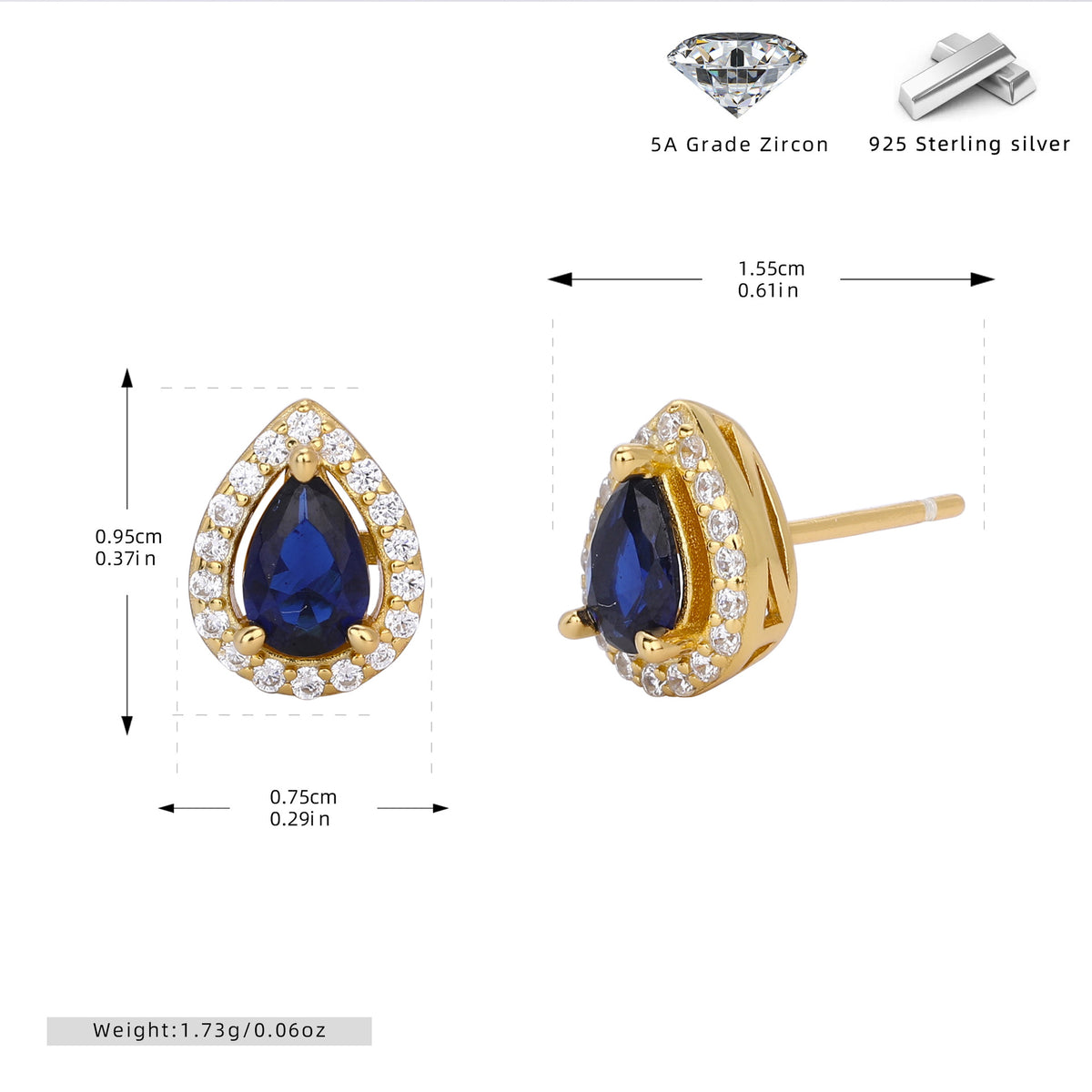 European and American style double-layer zircon earrings and light luxury zircon necklace
