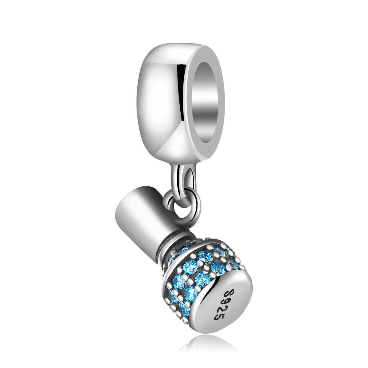 S925 Sterling Silver Nail Polish Cosmetic Blue Zircon Pendant