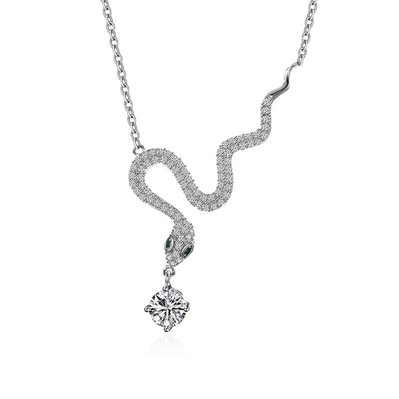 S925 Sterling Silver Moissanite Snake Necklace