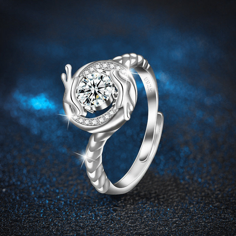 S925 Sterling Silver Dragon Tail Moissanite Ring
