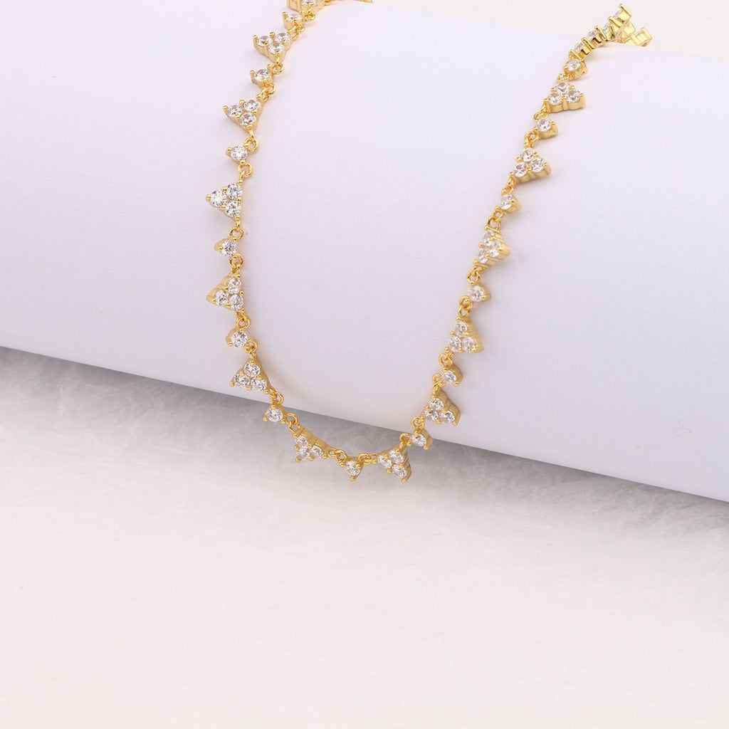 S925 Sterling Silver Scattered Triangle Full Zirconium Necklace