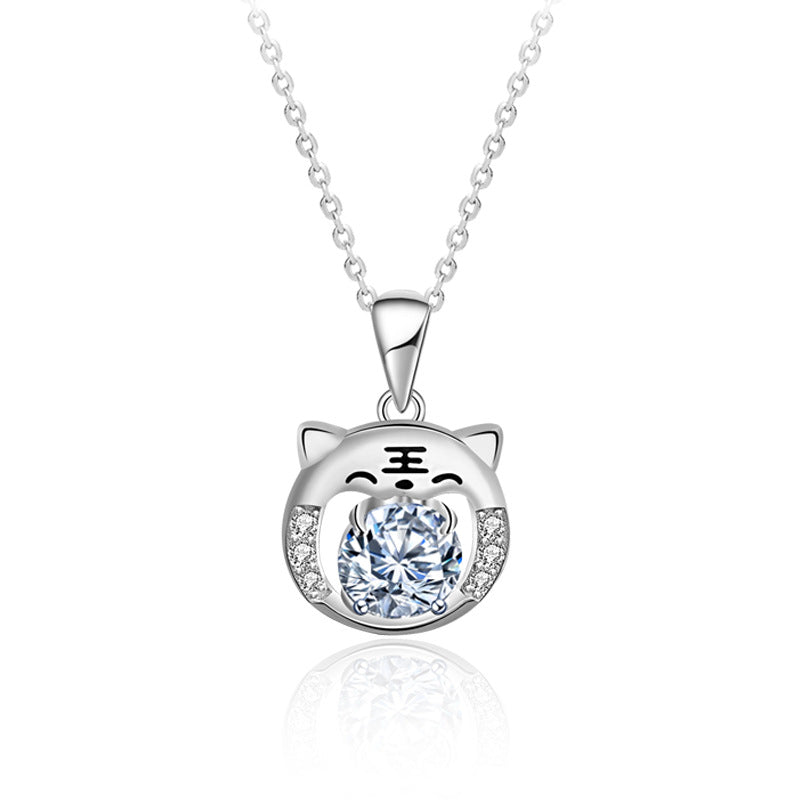 S925 Sterling Silver Moissanite Tiger Pendant Necklace