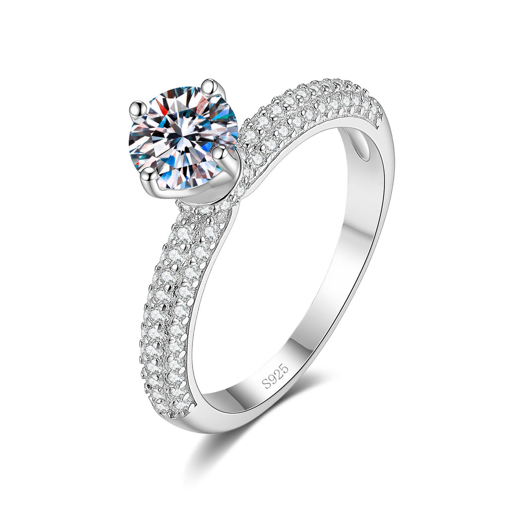 S925 Silver "Half-and-Half" Colored Moissanite Ring