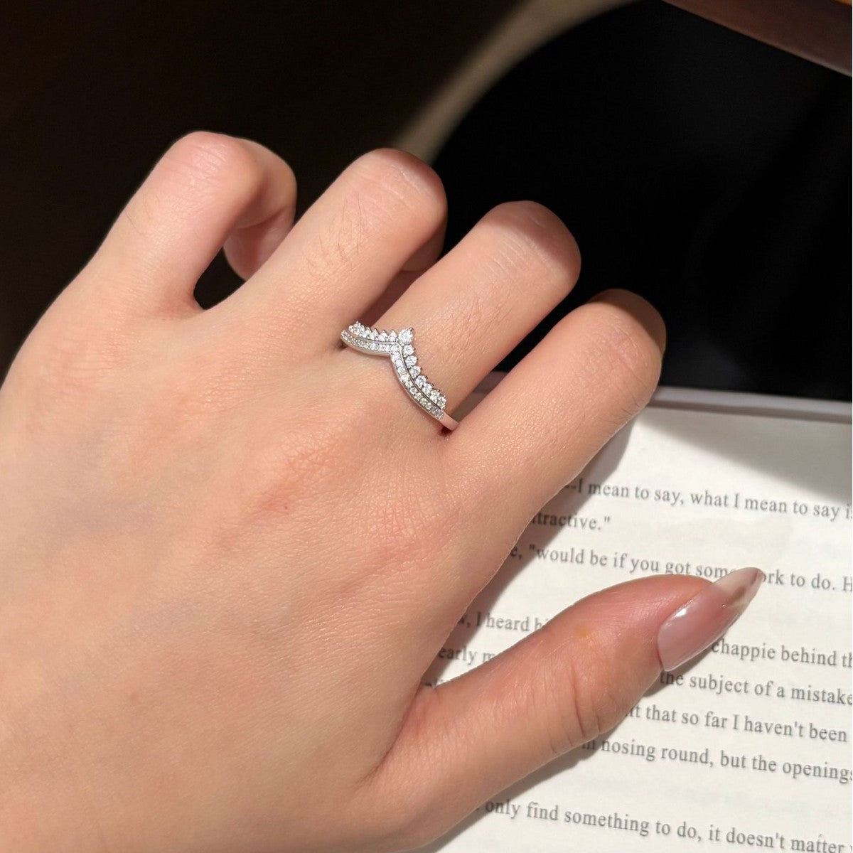 S925 Sterling Silver Princess Crown Moissanite Ring