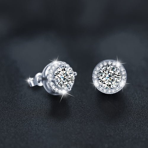 925  silver round moissanite stud earrings