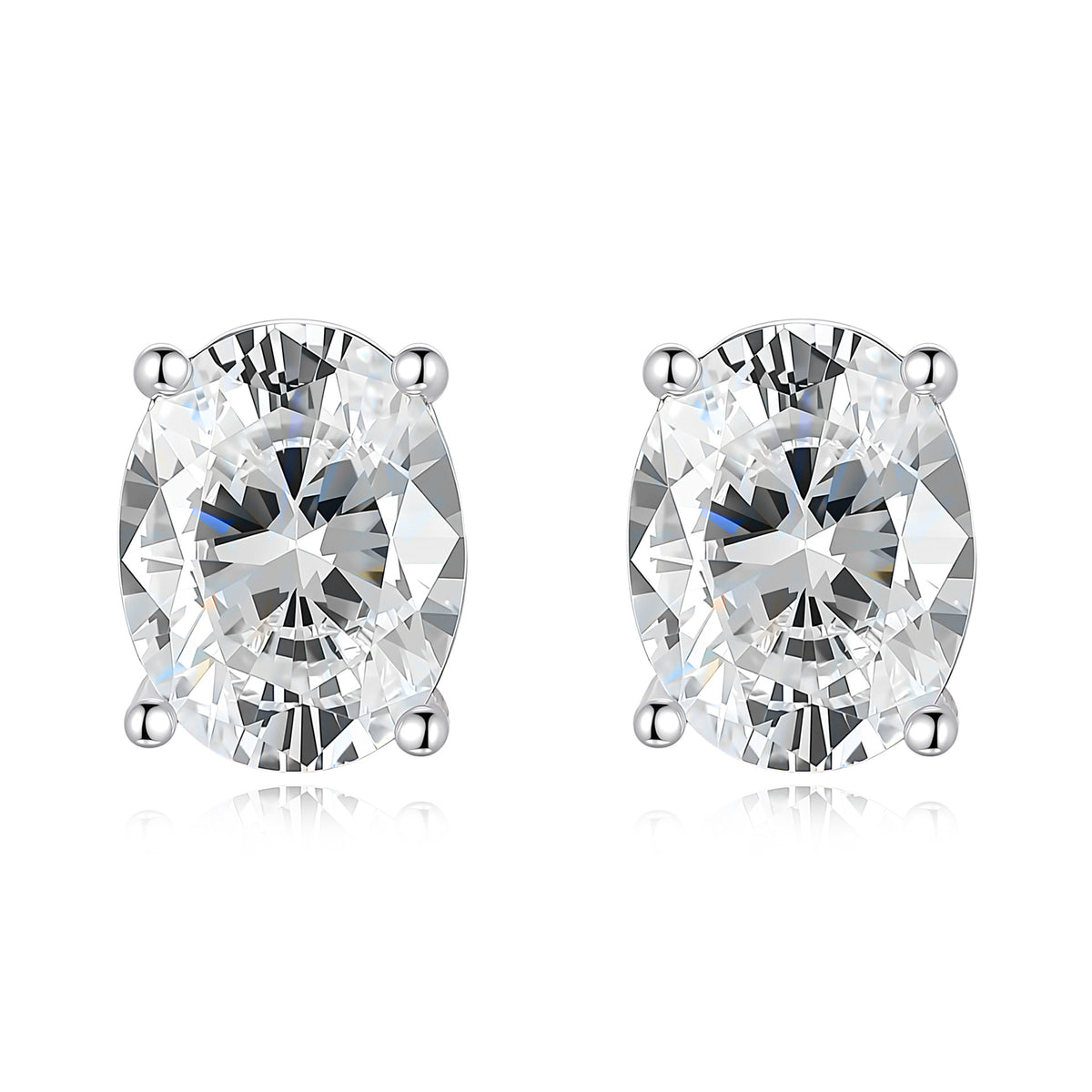S925 Sterling Silver Oval Moissanite Stud Earrings