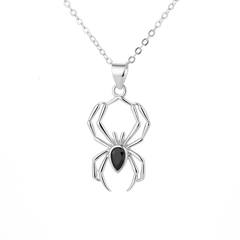 S925 Silver Gothic Spider Halloween Necklace