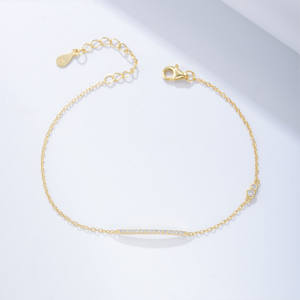 S925 Sterling Silver Simple Zircon Inlaid Bracelet
