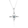 S925 Sterling Silver Moissanite Four Pointed Stars Pendant Necklace