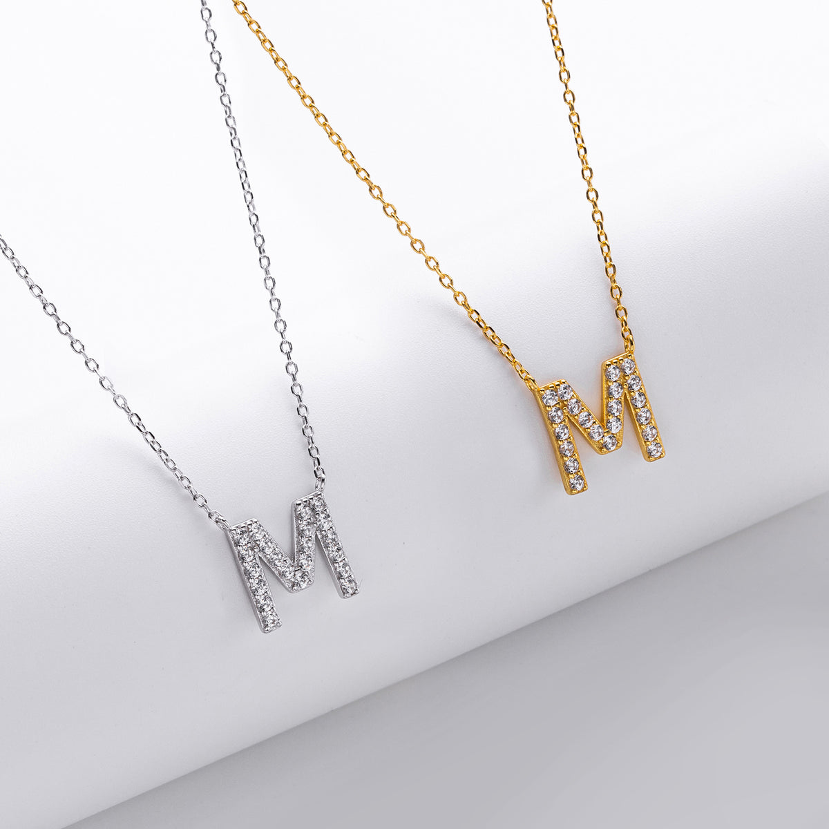 S925 Sterling Silver Simple Diamond Necklace with English Letters