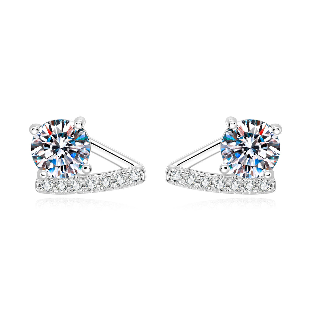 S925 Sterling Silver Geometric Moissanite Stud Earrings
