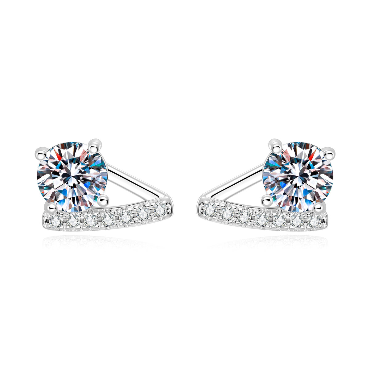 S925 Sterling Silver Geometric Moissanite Stud Earrings