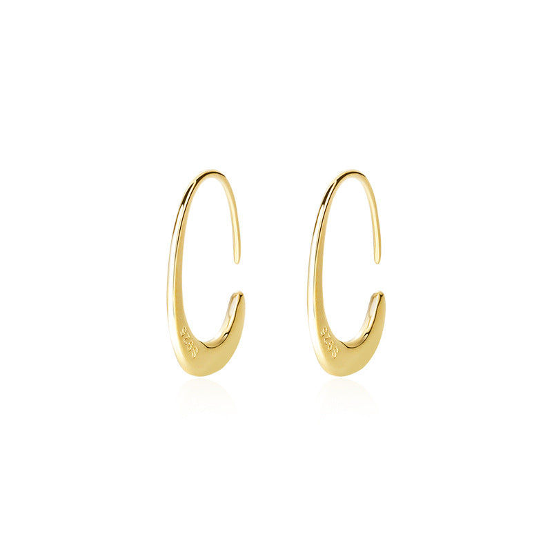 925 Sterling Silver C-Shaped Earrings
