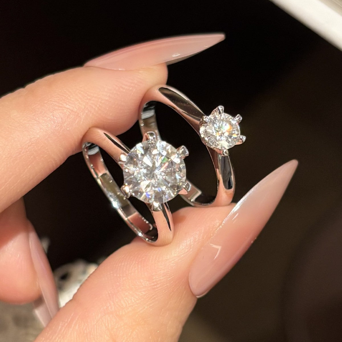 S925 Sterling Silver Six-Prong Moissanite Ring