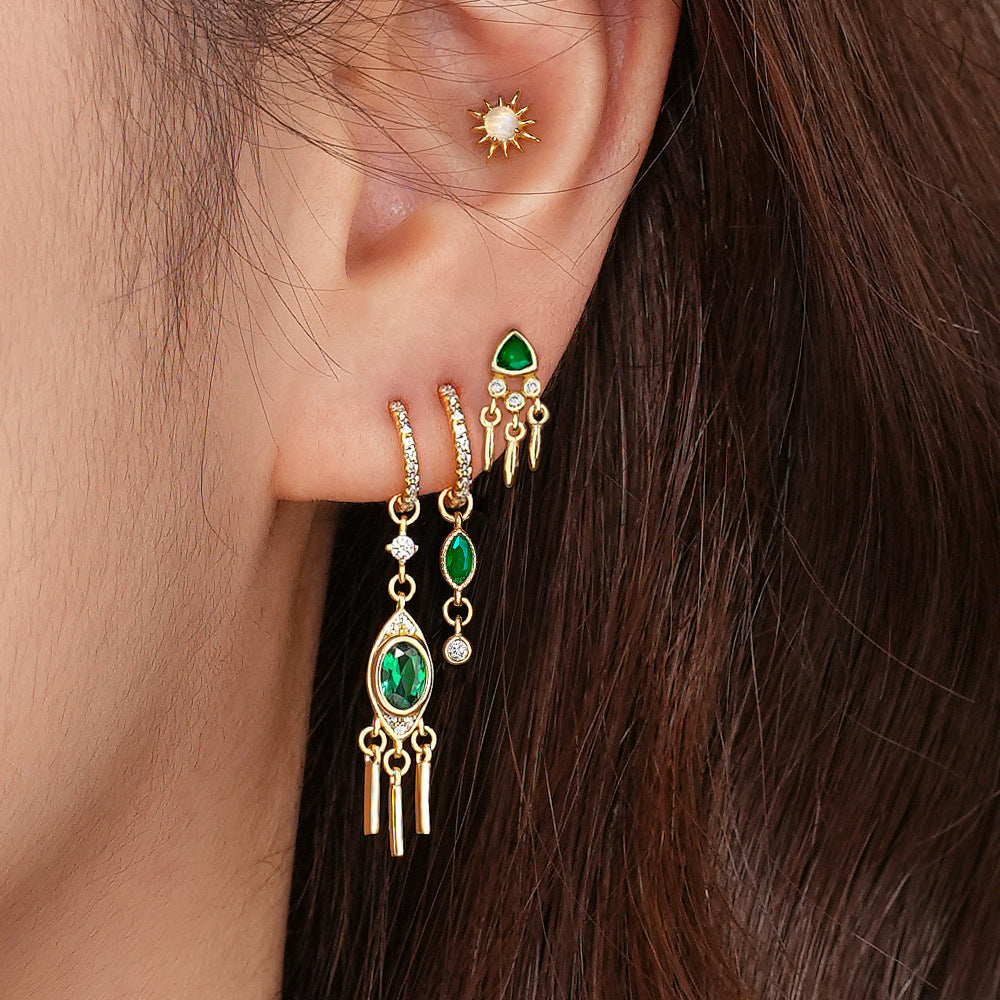 S925 Sterling Silver Zircon Stud Earrings