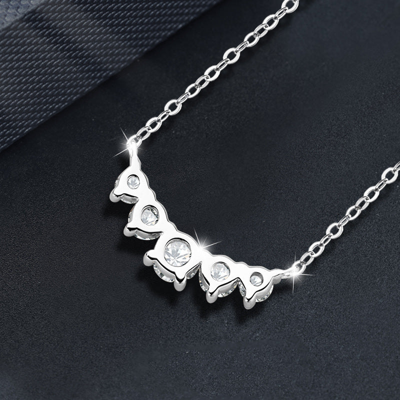 S925 Sterling Silver Smile Moissanite Necklace