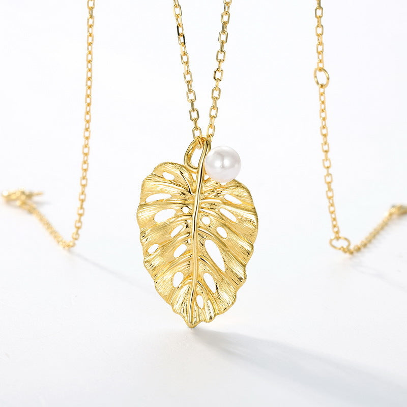S925 Sterling Silver Leaf Pendant Necklace