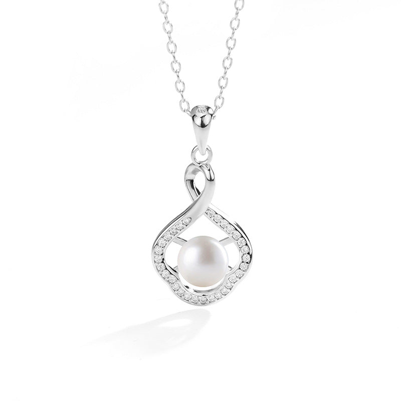 S925 Sterling Silver Moissanite Freshwater Pearl Necklace