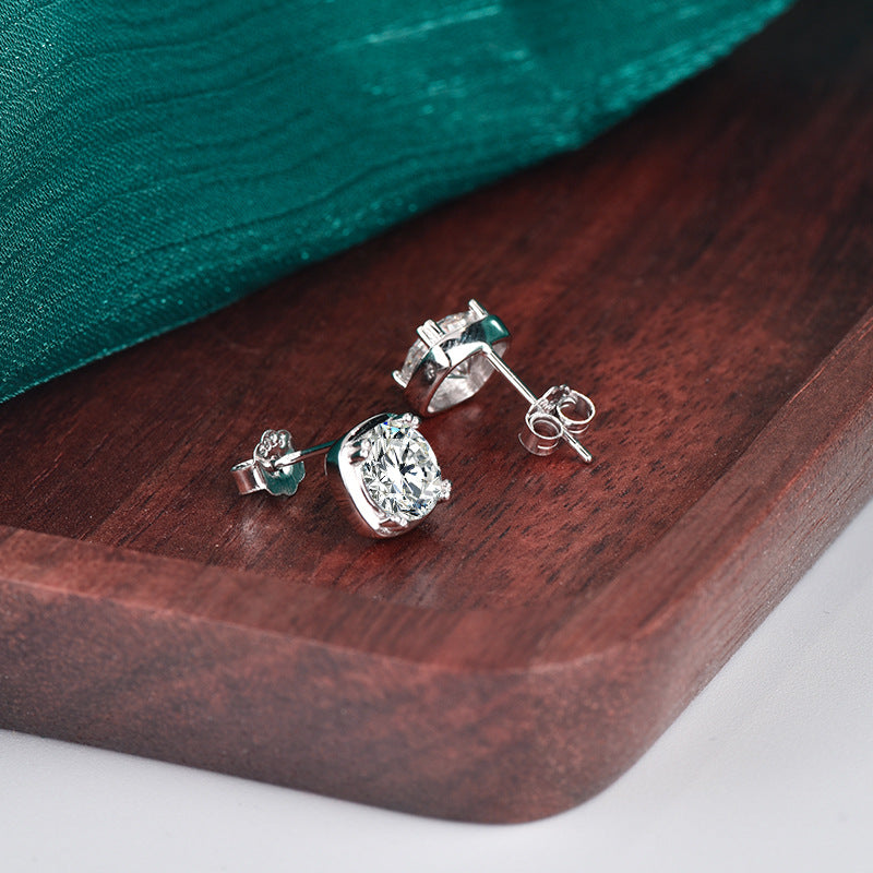 S925 Sterling Silver Moissanite "Little Sugar Cube" Stud Earrings