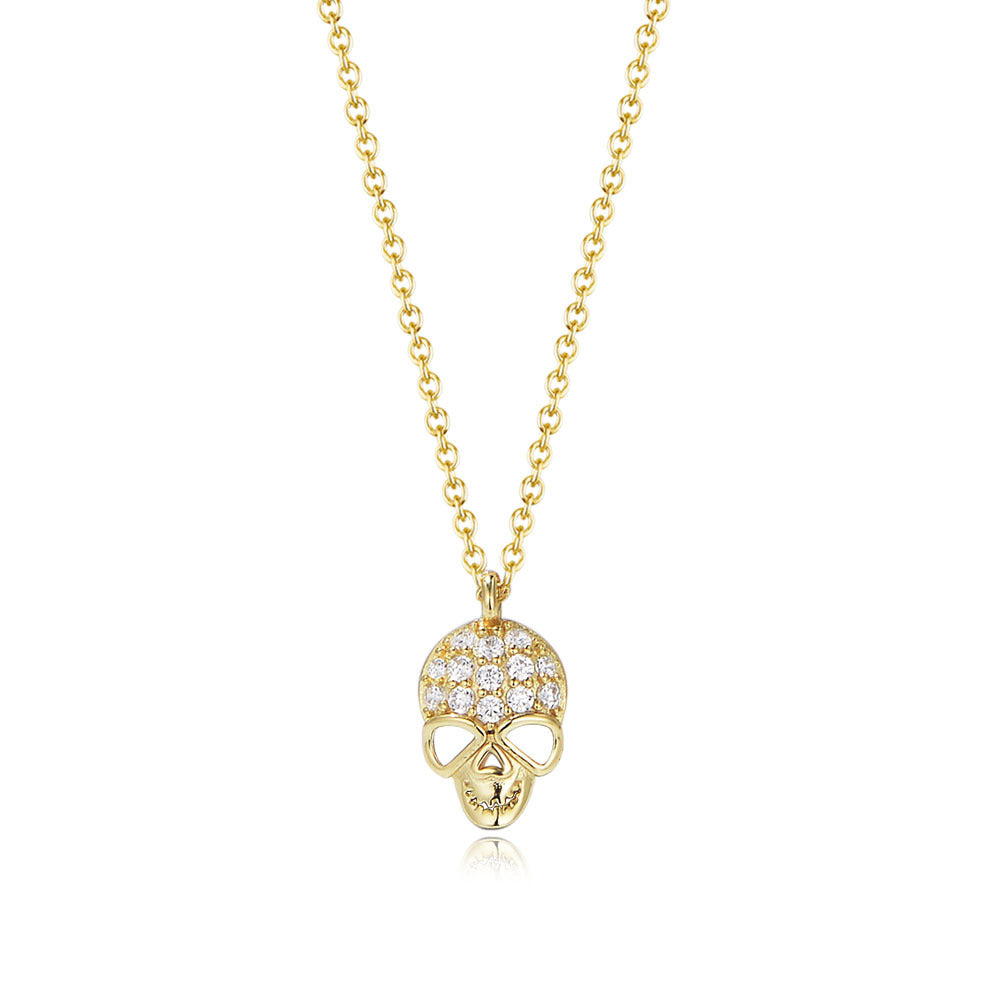 S925 Sterling Silver Halloween Skull Pendant Necklace