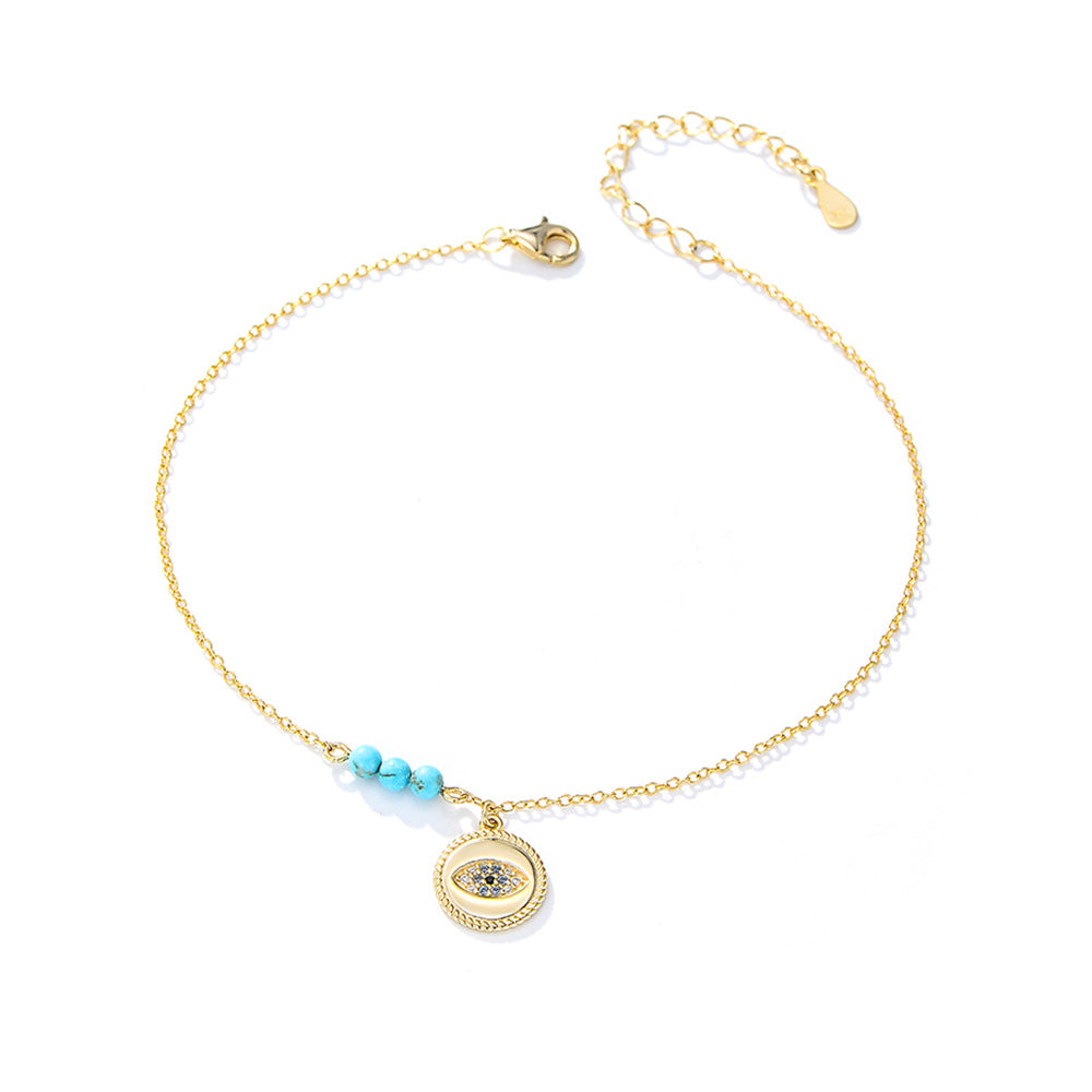 S925 Sterling Silver Devil's Eye Zircon Inlaid Anklet
