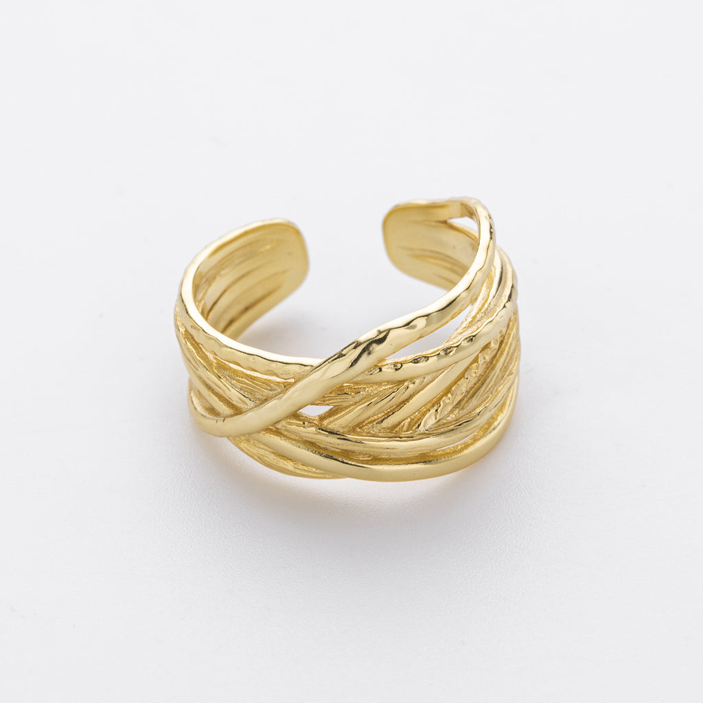 S925 sterling silver ring, stylish and unique irregular multi-layered band