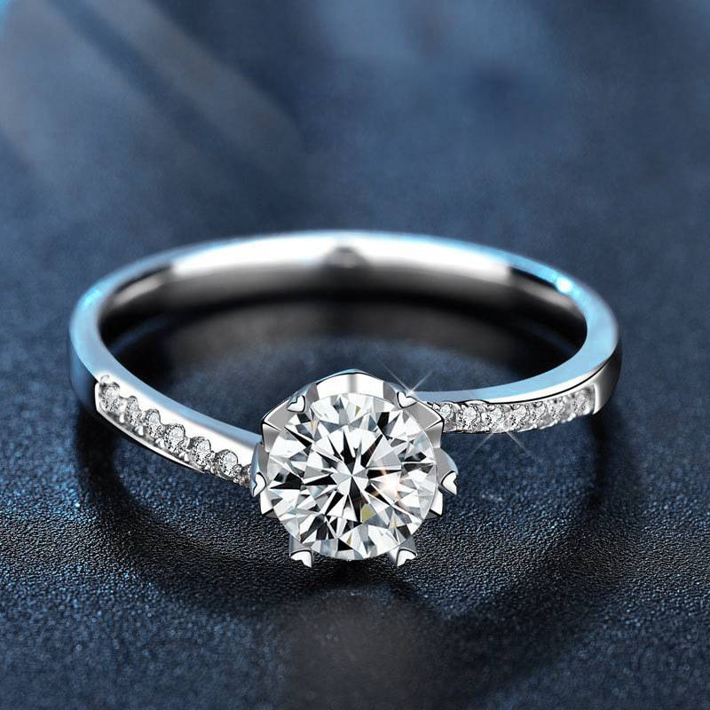 S925 Sterling Silver Six-Pointed Star Snowflake Moissanite Ring