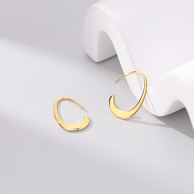 925 Sterling Silver C-Shaped Earrings