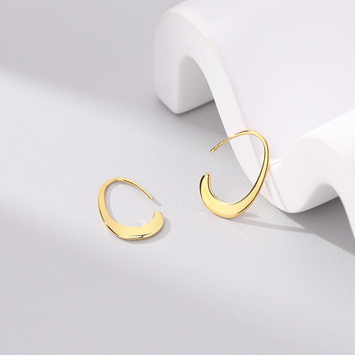 925 Sterling Silver C-Shaped Earrings