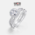 S925 Sterling Silver Radiant Moissanite Twisted Stackable Ring