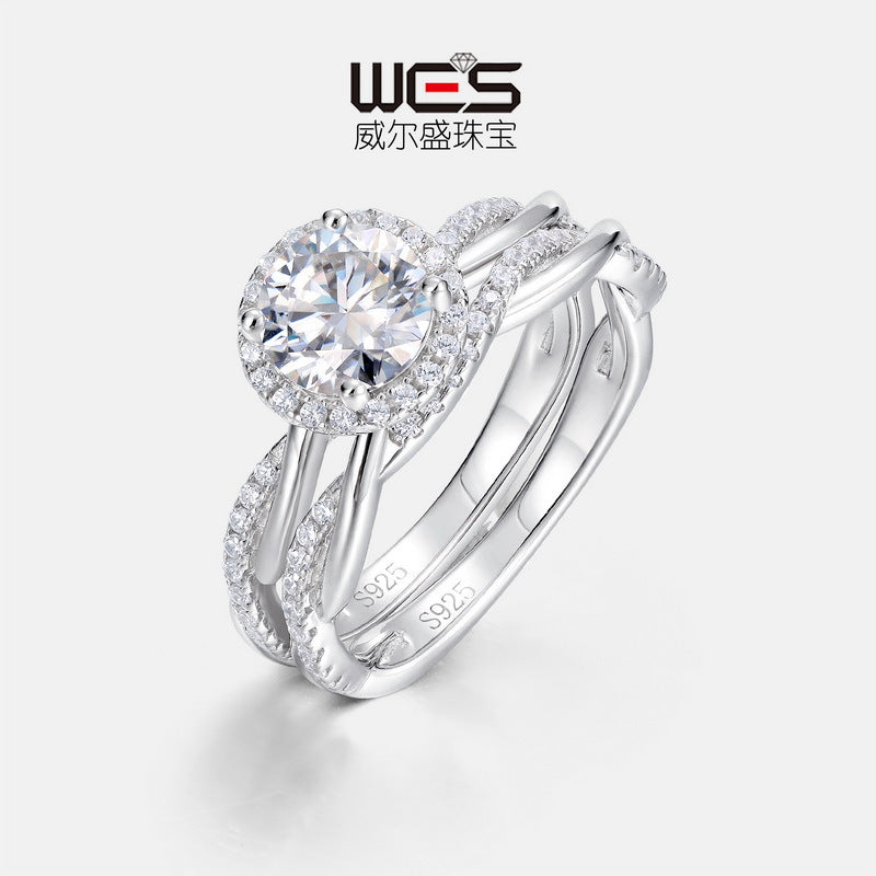 S925 Sterling Silver Radiant Moissanite Twisted Stackable Ring